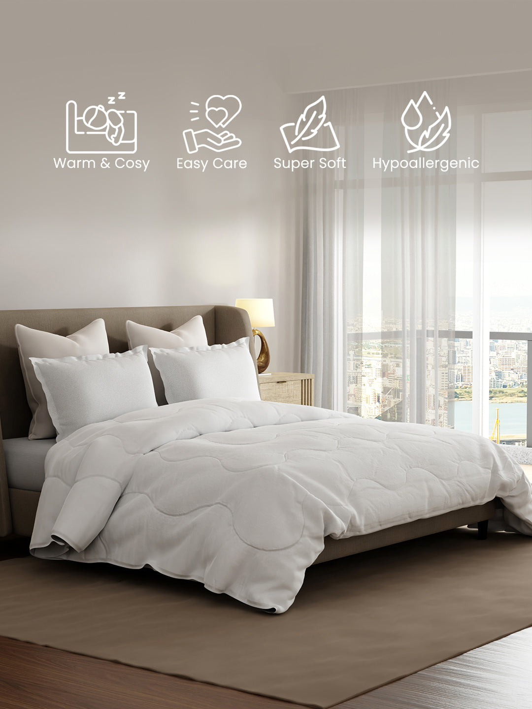 Double Size TENCEL™ Comforter, White Solid (2.74 m L x 2.24 m W), For Mild Winter & All Season Zen Living Collection