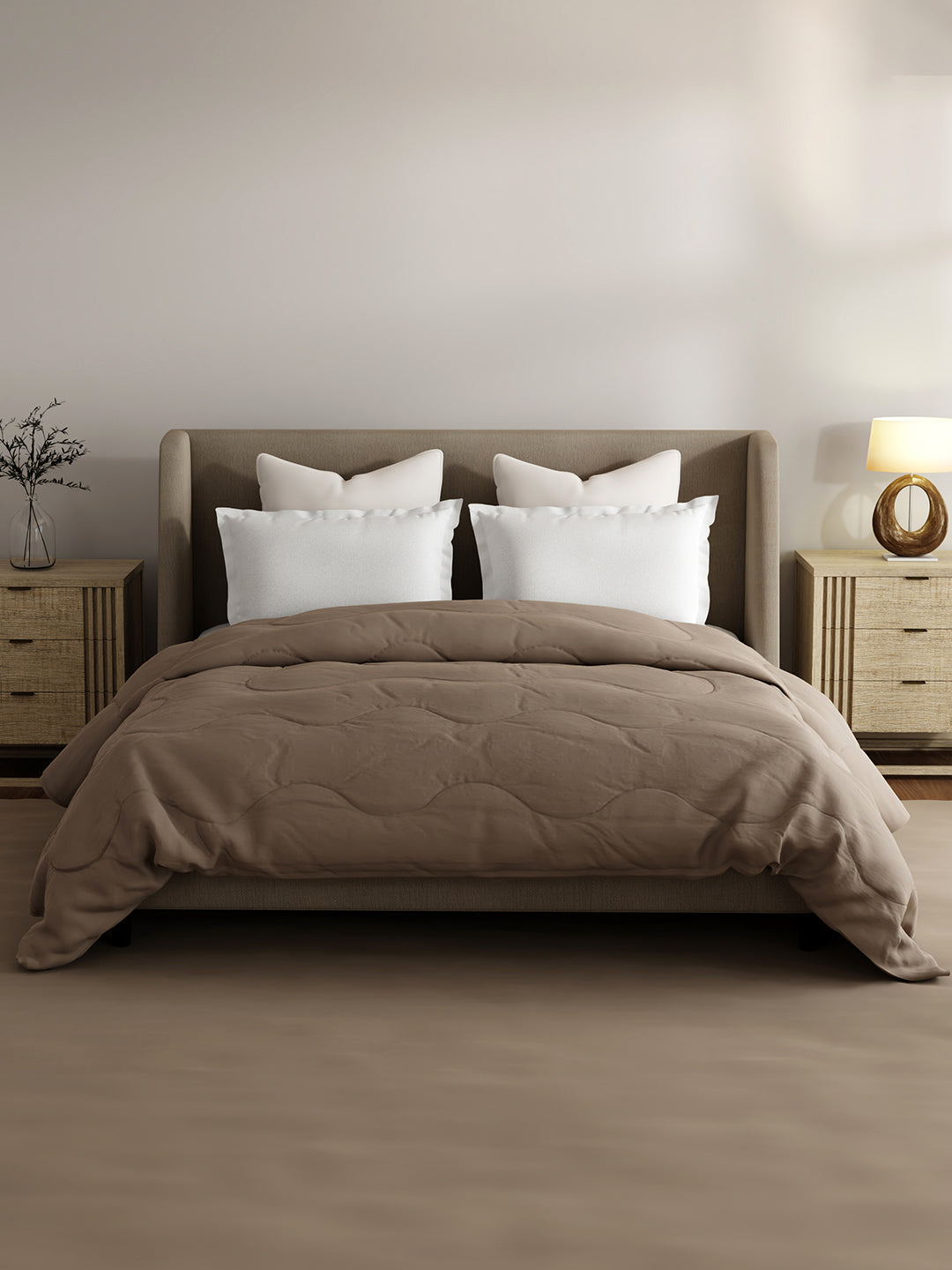 Double Size TENCEL™ Comforter for Mild Winter, Brown Solid (2.74 m L x 2.24 m W), For Mild Winter & All Season Zen Living Collection
