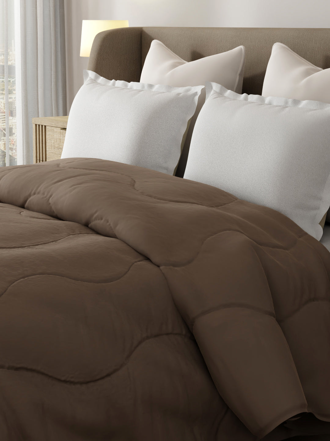 Double Size TENCEL™ Comforter for Mild Winter, Brown Solid (2.74 m L x 2.24 m W), For Mild Winter & All Season Zen Living Collection