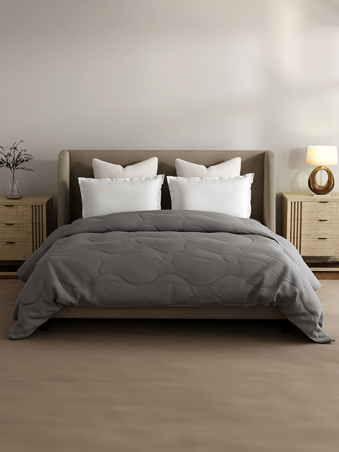 Double Size TENCEL™ Comforter for Mild Winter, Dark Grey Solid (2.74 m L x 2.24 m W), For Mild Winter & All Season Zen Living Collection