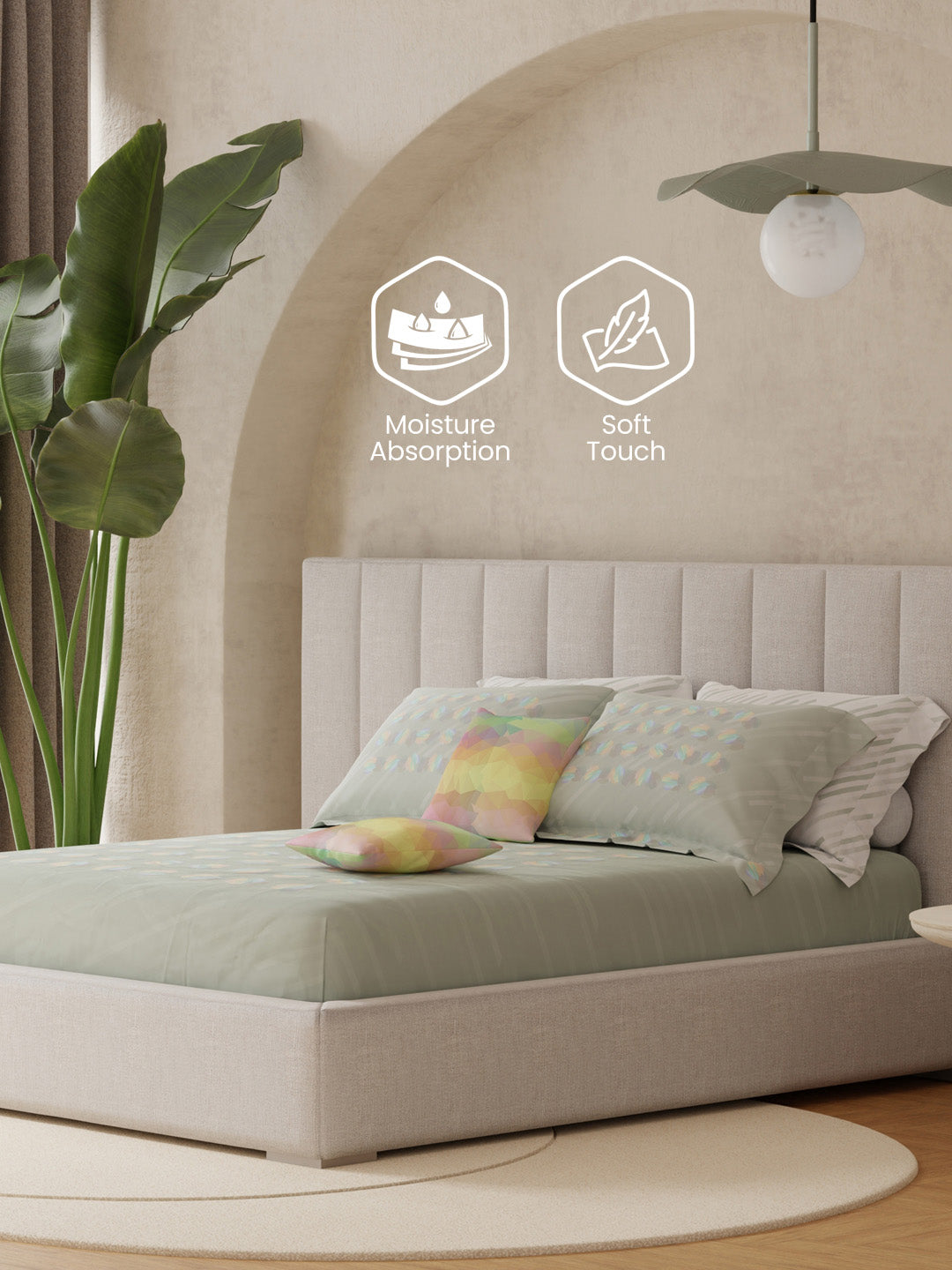 100% Cotton King Bedsheet Set with 4 Pillow Covers & 2 Cushion Covers, 400 TC Grey Solid, Royal Essence