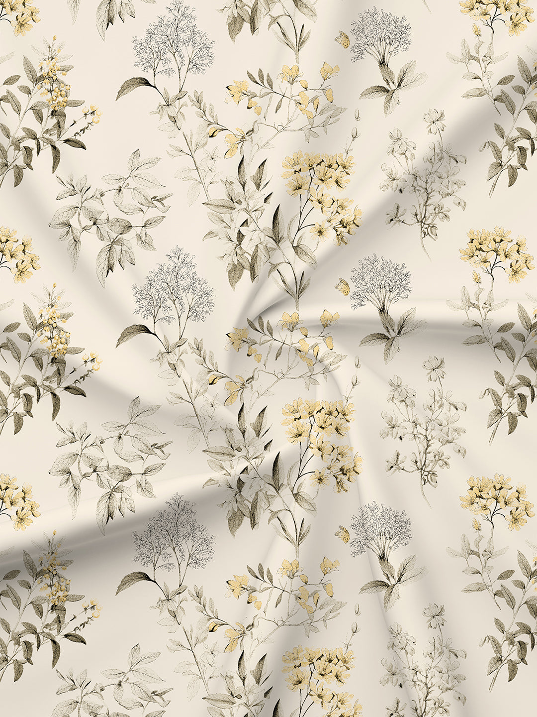 100% Cotton 200 TC, King Size Yellow & White Bedsheet with 2 Pillow Covers, Valatia Collection (Floral Print)