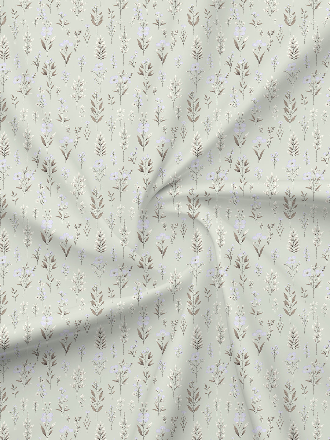 100% Cotton 200 TC, Grey Floral, King Size Fitted Sheet with 2 Pillow Covers - Valatia Collection