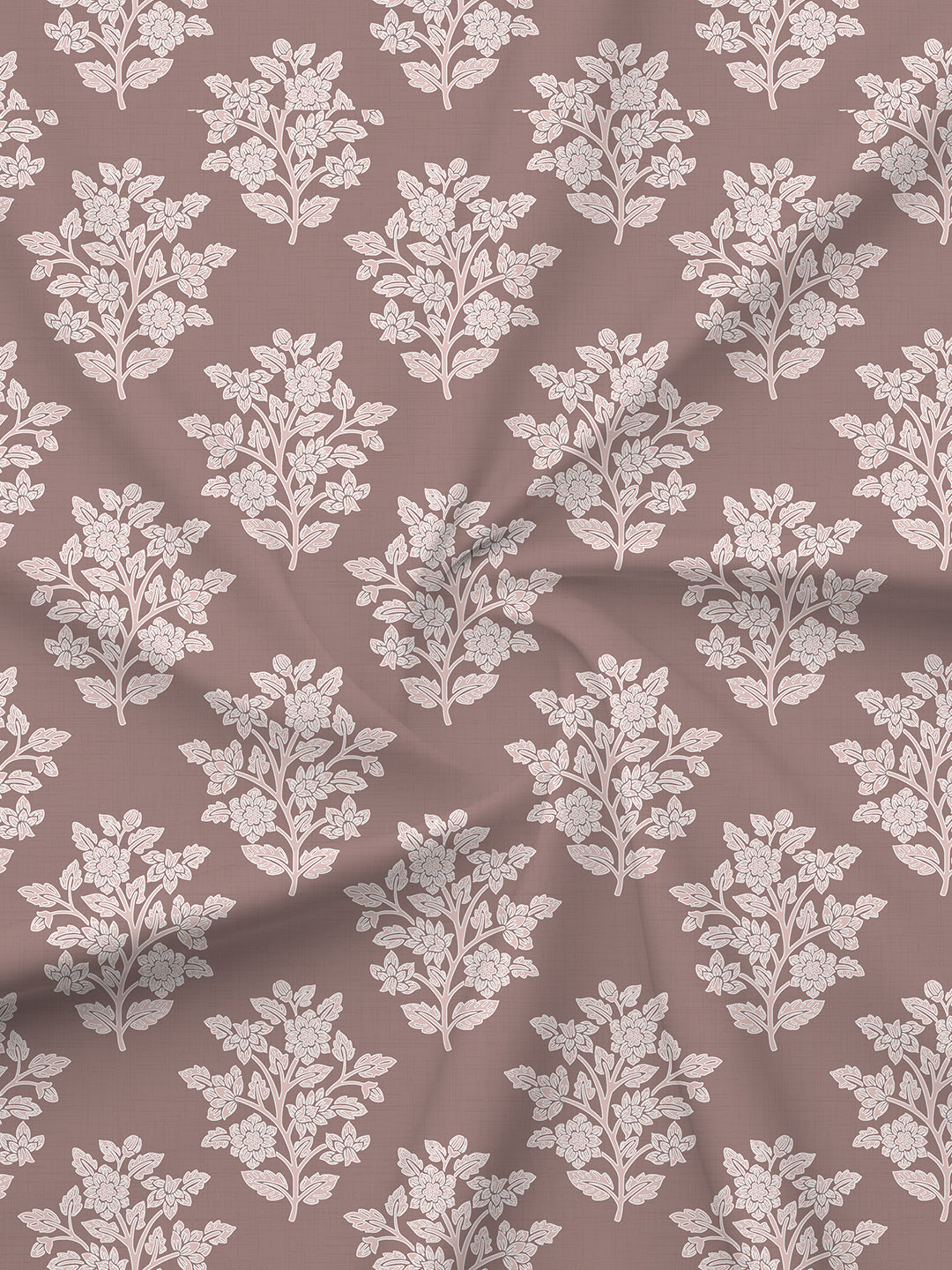 100% Cotton 200 TC, Grey Floral, King Size Fitted Sheet with 2 Pillow Covers - Valatia Collection