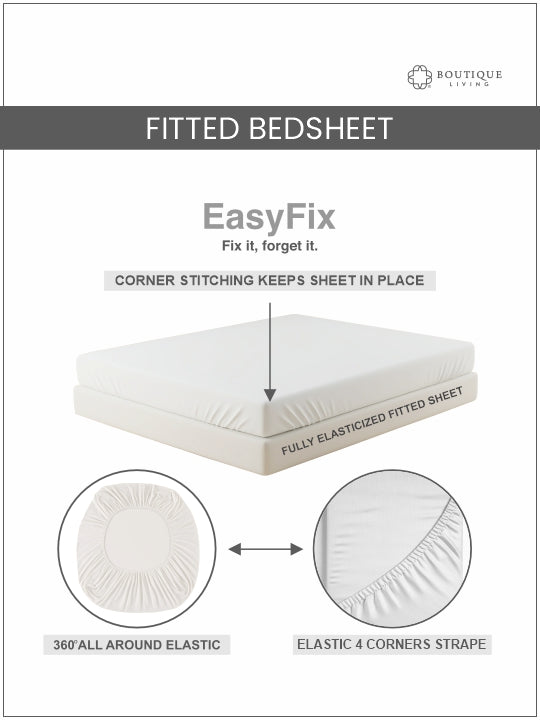 100% Cotton 200 TC, Grey Geometric Print, King Fitted Sheet with 2 Pillow Covers, Valatia Collection