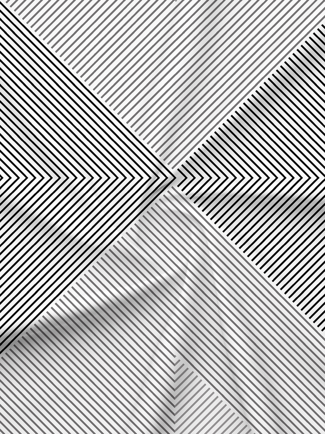 100% Cotton 200 TC, Grey Geometric Print, King Fitted Sheet with 2 Pillow Covers, Valatia Collection