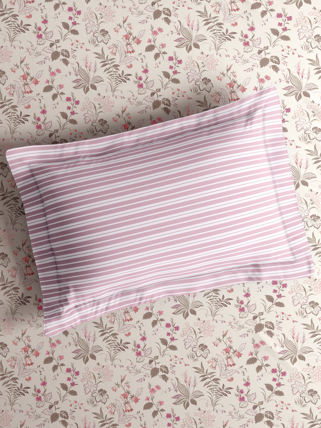 Valatia 100% Cotton 200 TC Double Bedsheet with 2 Pillow Covers | Pink Floral Bedsheet Set