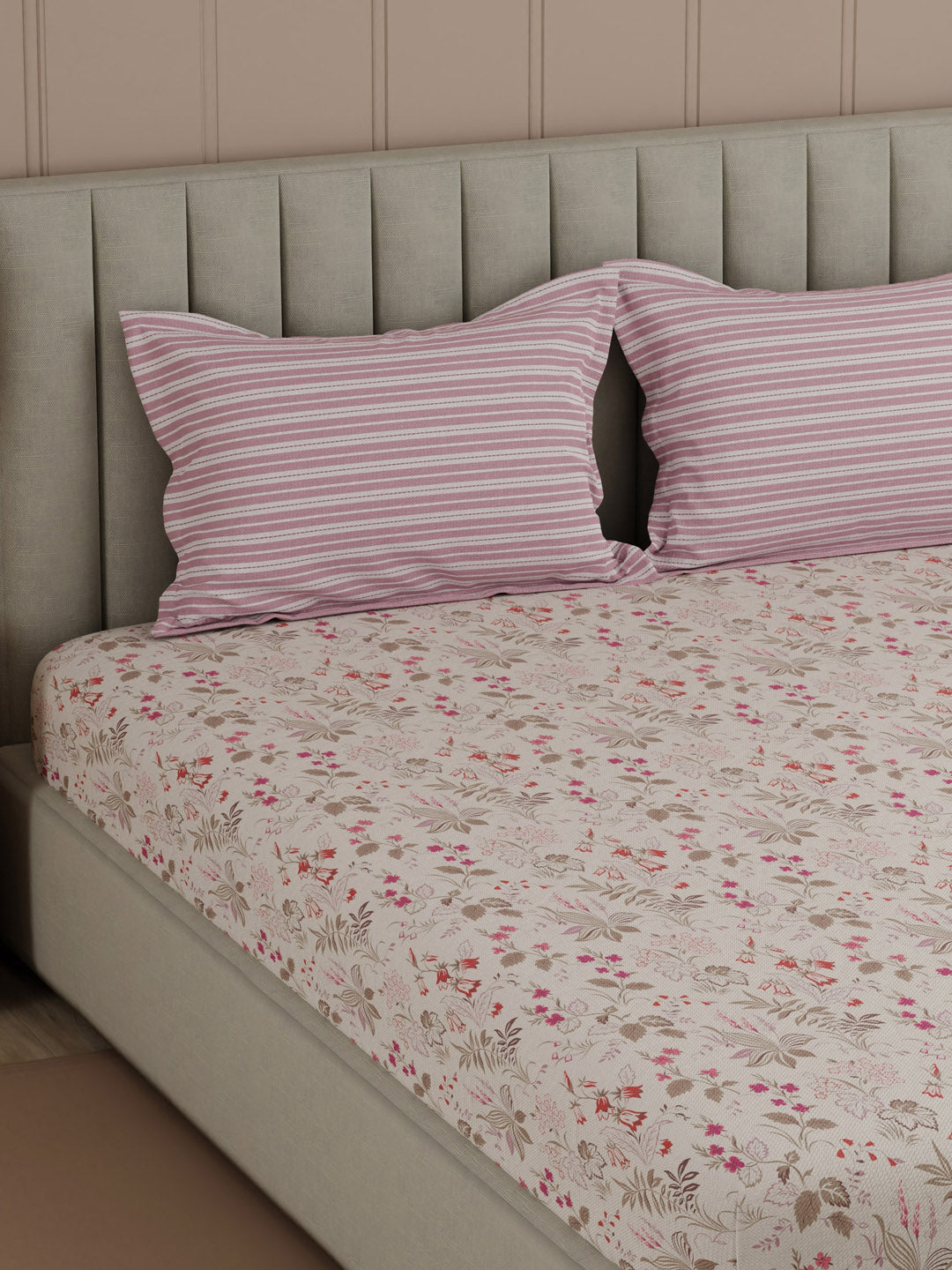 100% Cotton 200 TC, Printed Double Bedsheet Set, Valatia