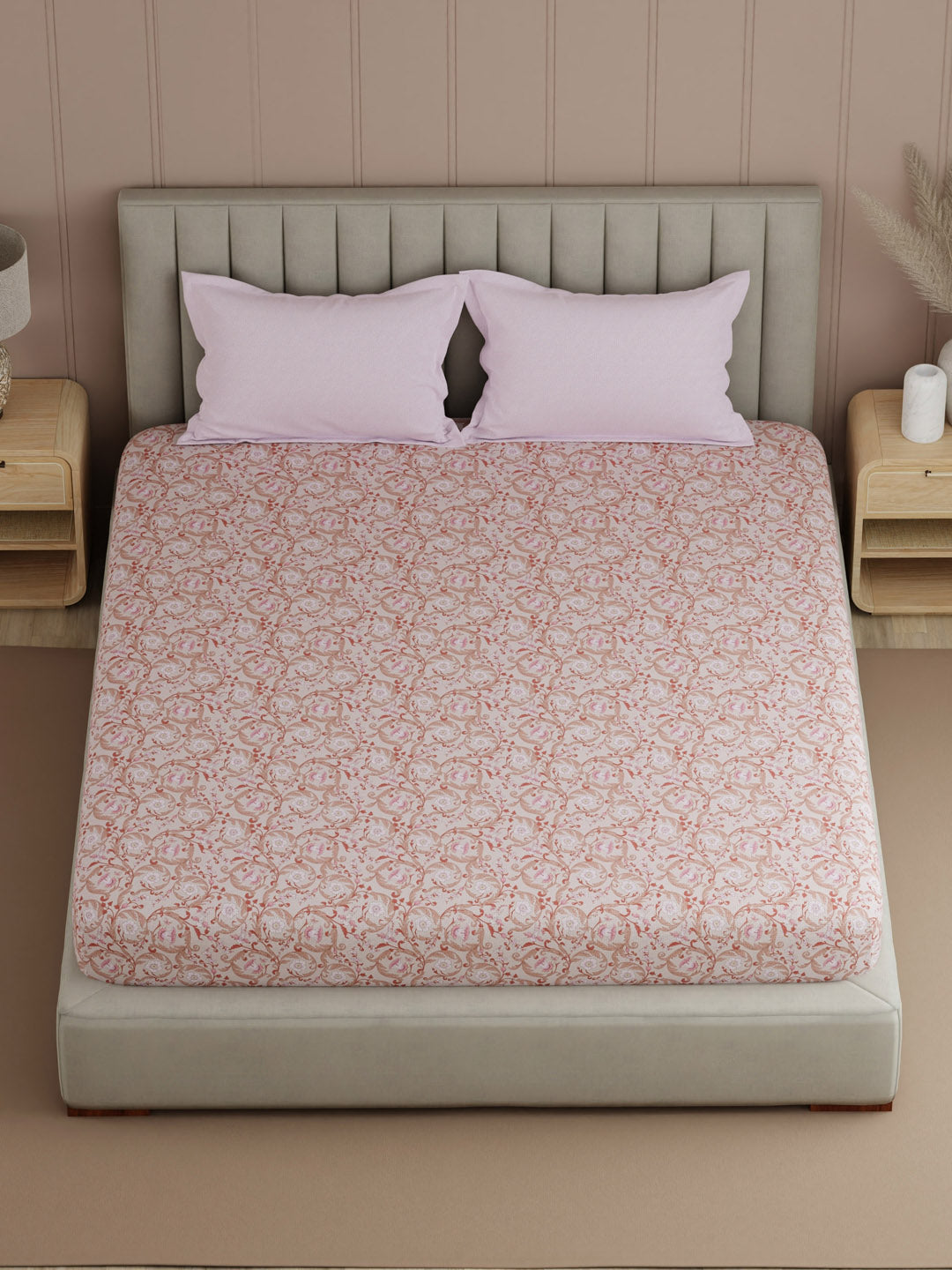 100% Cotton 200 TC, Printed Double Bedsheet Set, Valatia