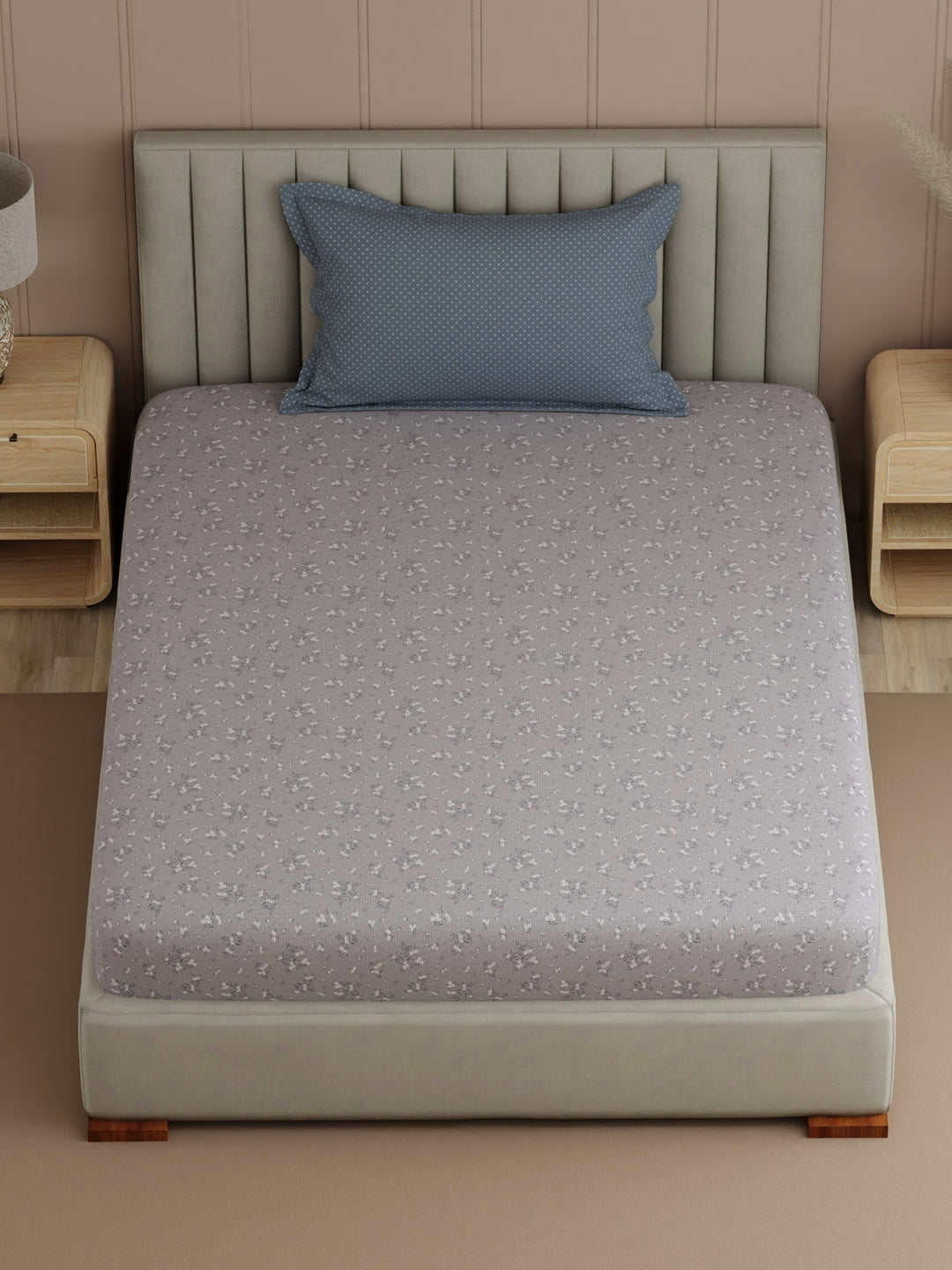 100% Cotton, 200 TC Printed Single Bedsheet Set, Valatia