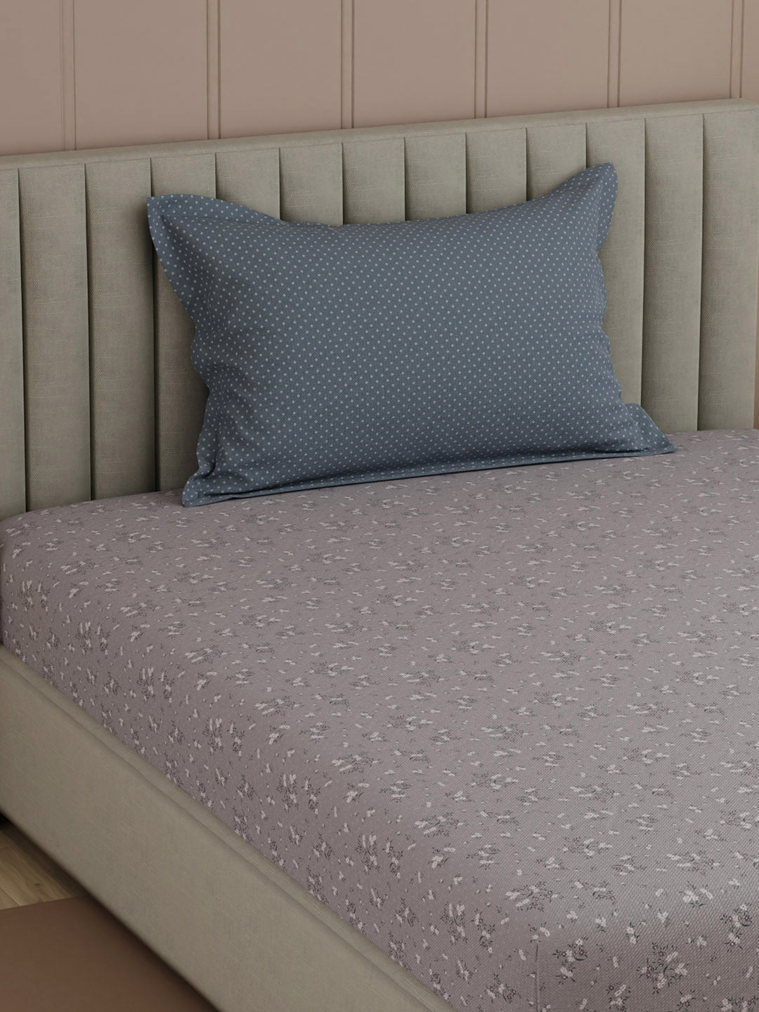 100% Cotton, 200 TC Printed Single Bedsheet Set, Valatia