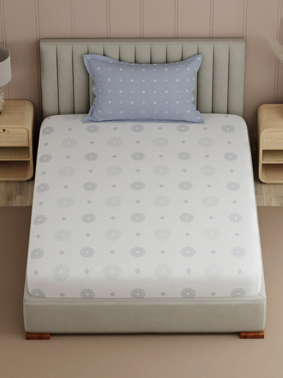 100% Cotton, 200 TC Printed Single Bedsheet Set, Valatia