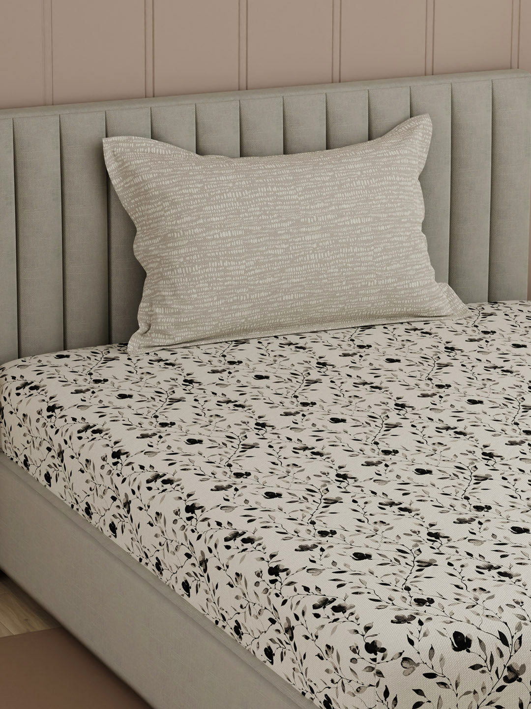 100% Cotton, 200 TC Printed Single Bedsheet Set, Valatia