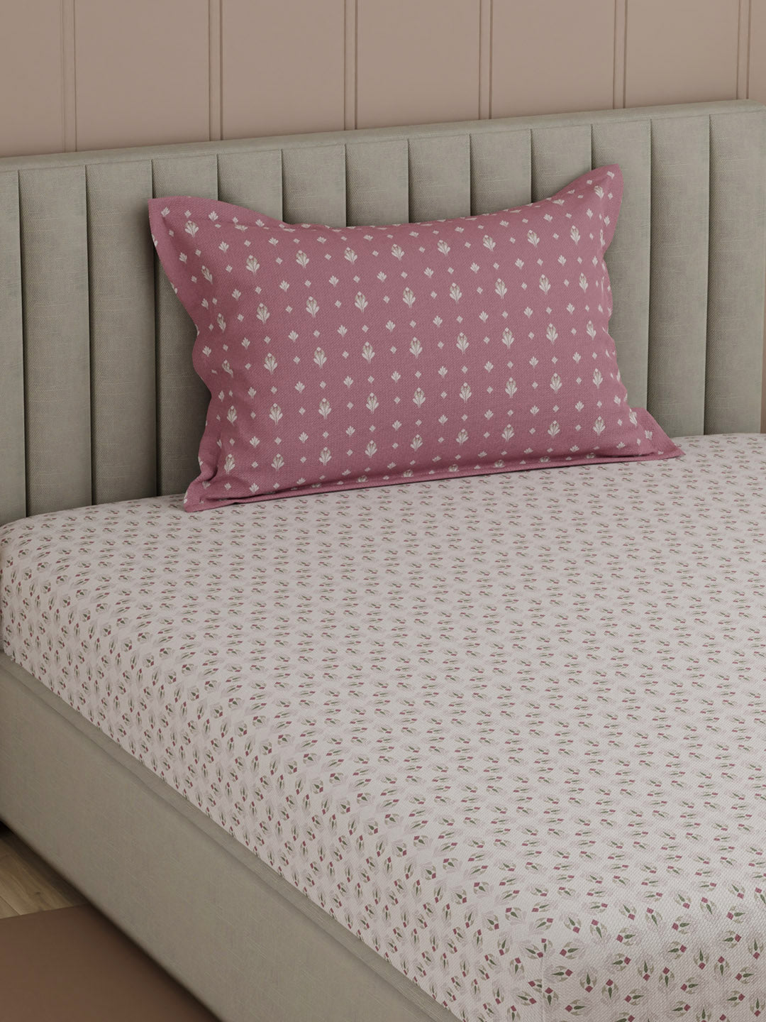 100% Cotton, 200 TC Printed Single Bedsheet Set, Valatia