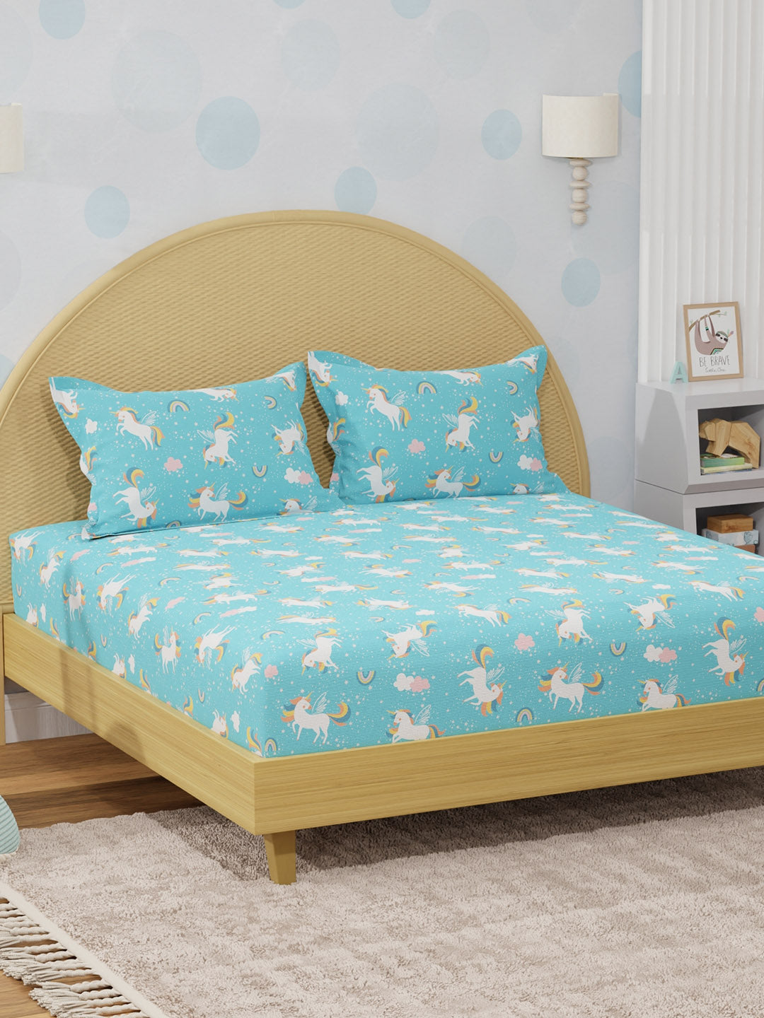 100% Cotton 200 TC, Printed Double Bedsheet Set for Kids, Rock N Room