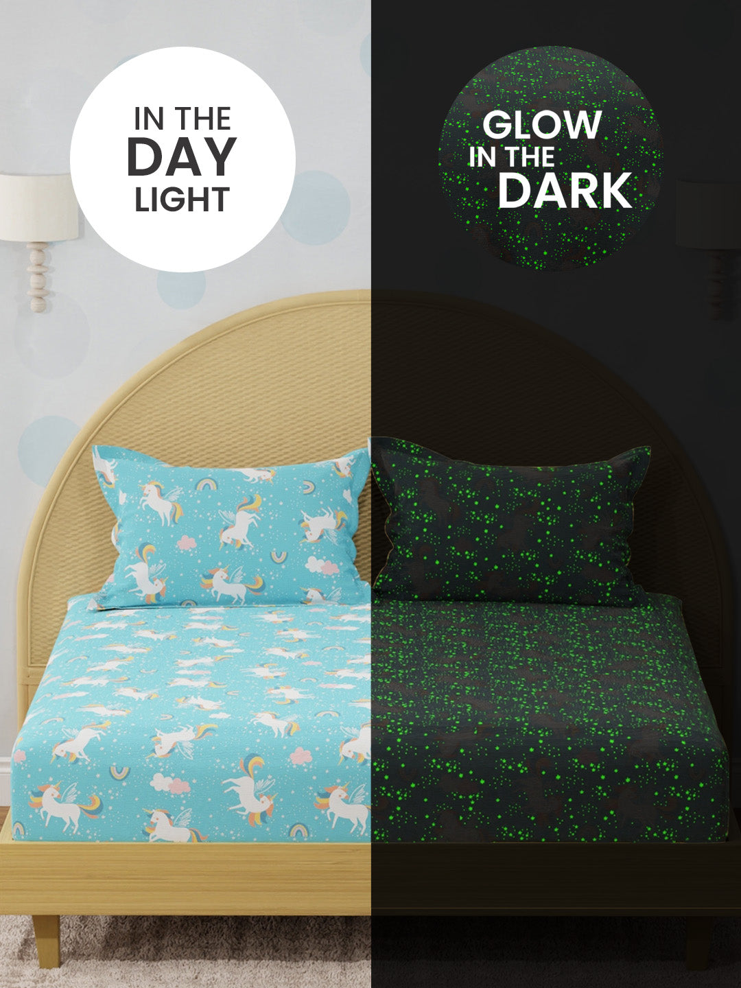 100% Cotton 200 TC, Printed Double Bedsheet Set for Kids, Rock N Room