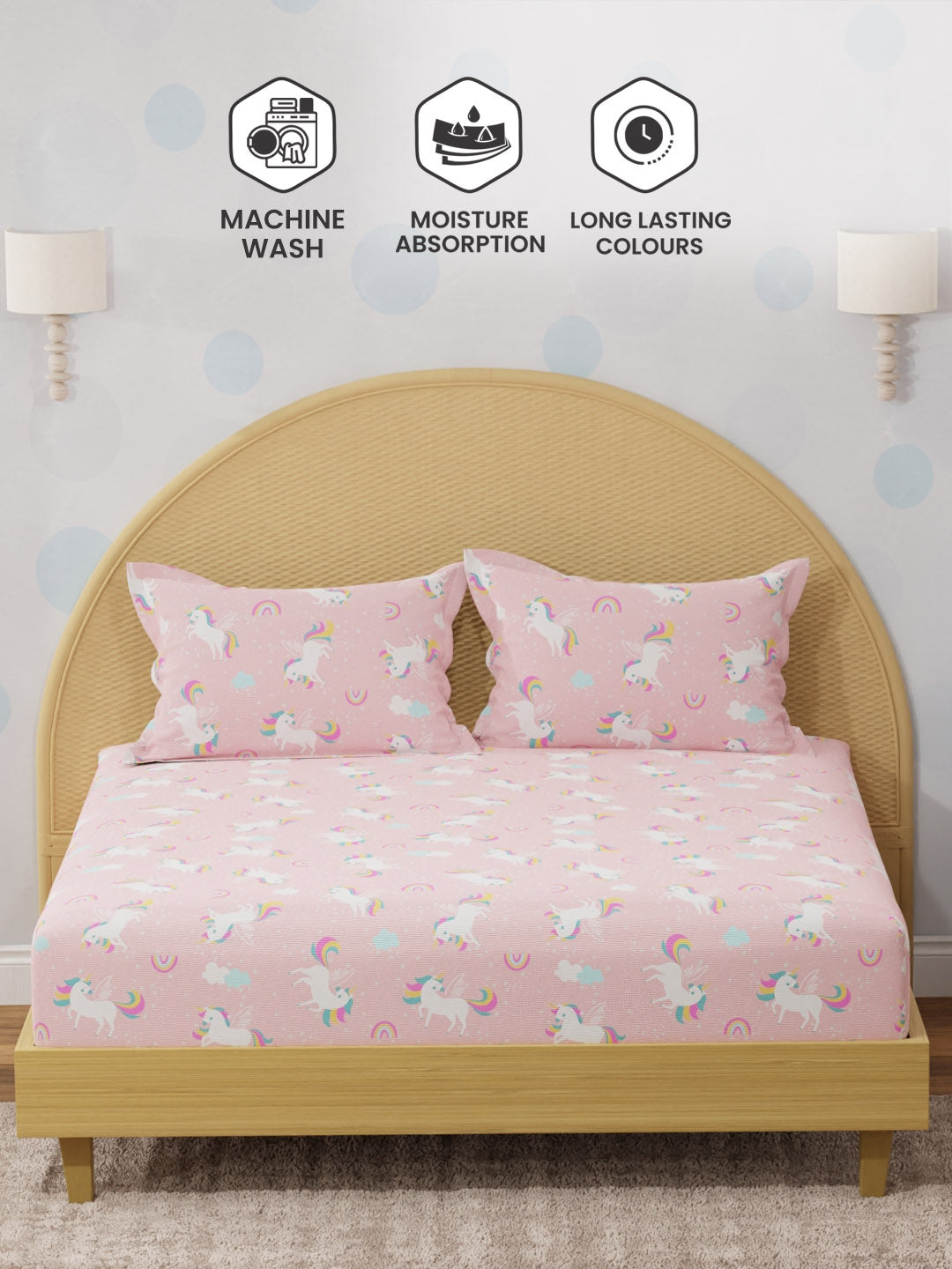 100% Cotton 200 TC, Printed Double Bedsheet Set for Kids, Rock N Room