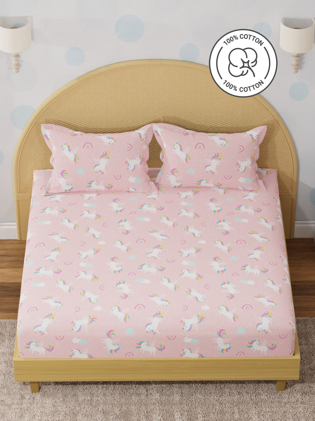 100% Cotton 200 TC, Printed Double Bedsheet Set for Kids, Rock N Room