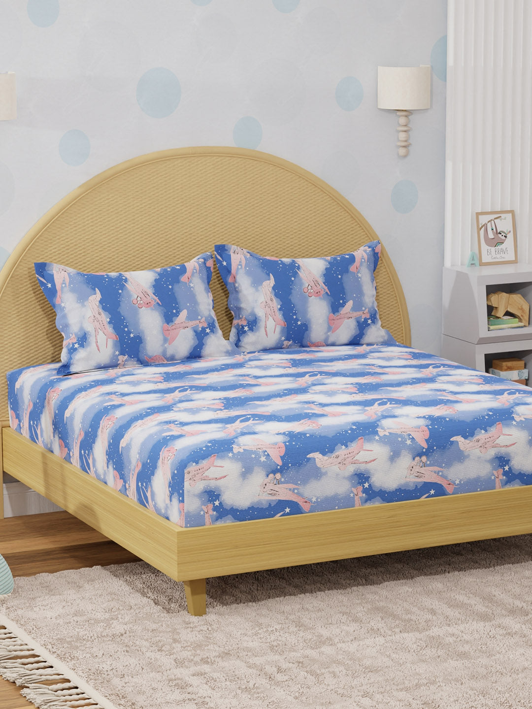 100% Cotton 200 TC, Printed Double Bedsheet Set for Kids, Rock N Room