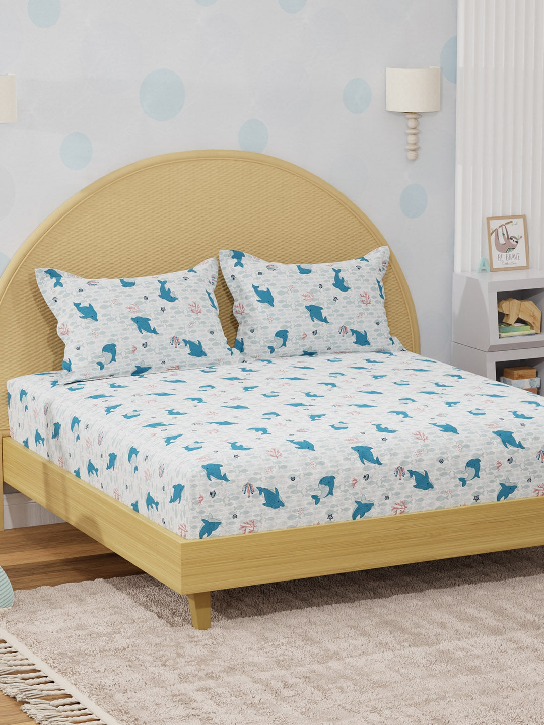 100% Cotton 200 TC, Printed Double Bedsheet Set for Kids, Rock N Room