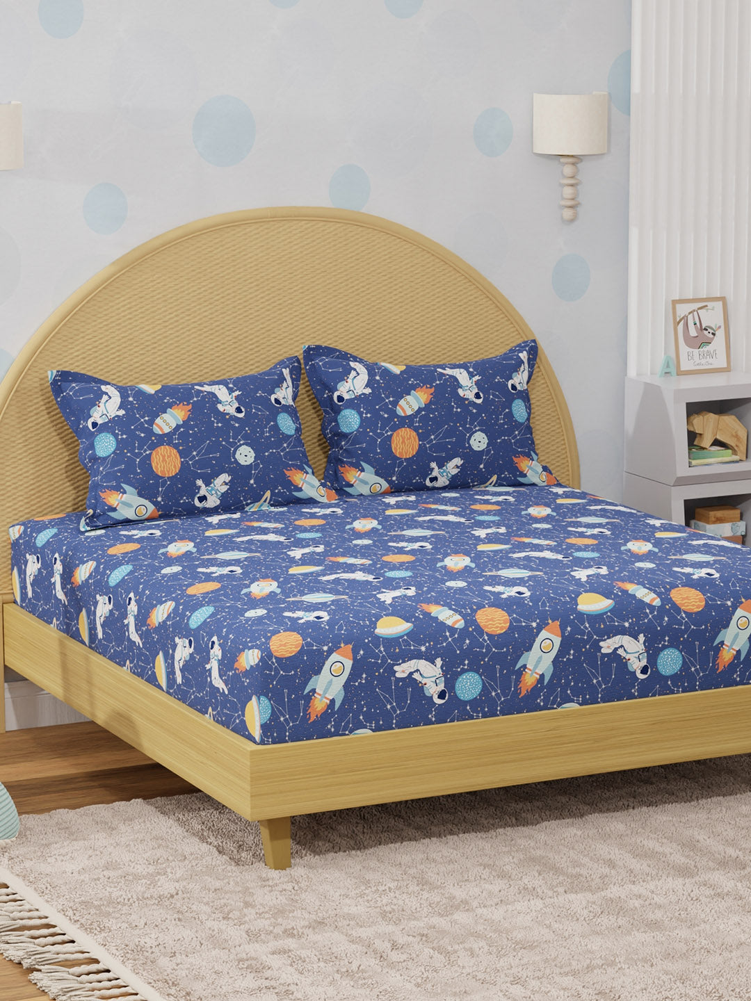 100% Cotton 200 TC, Printed Double Bedsheet Set for Kids, Rock N Room
