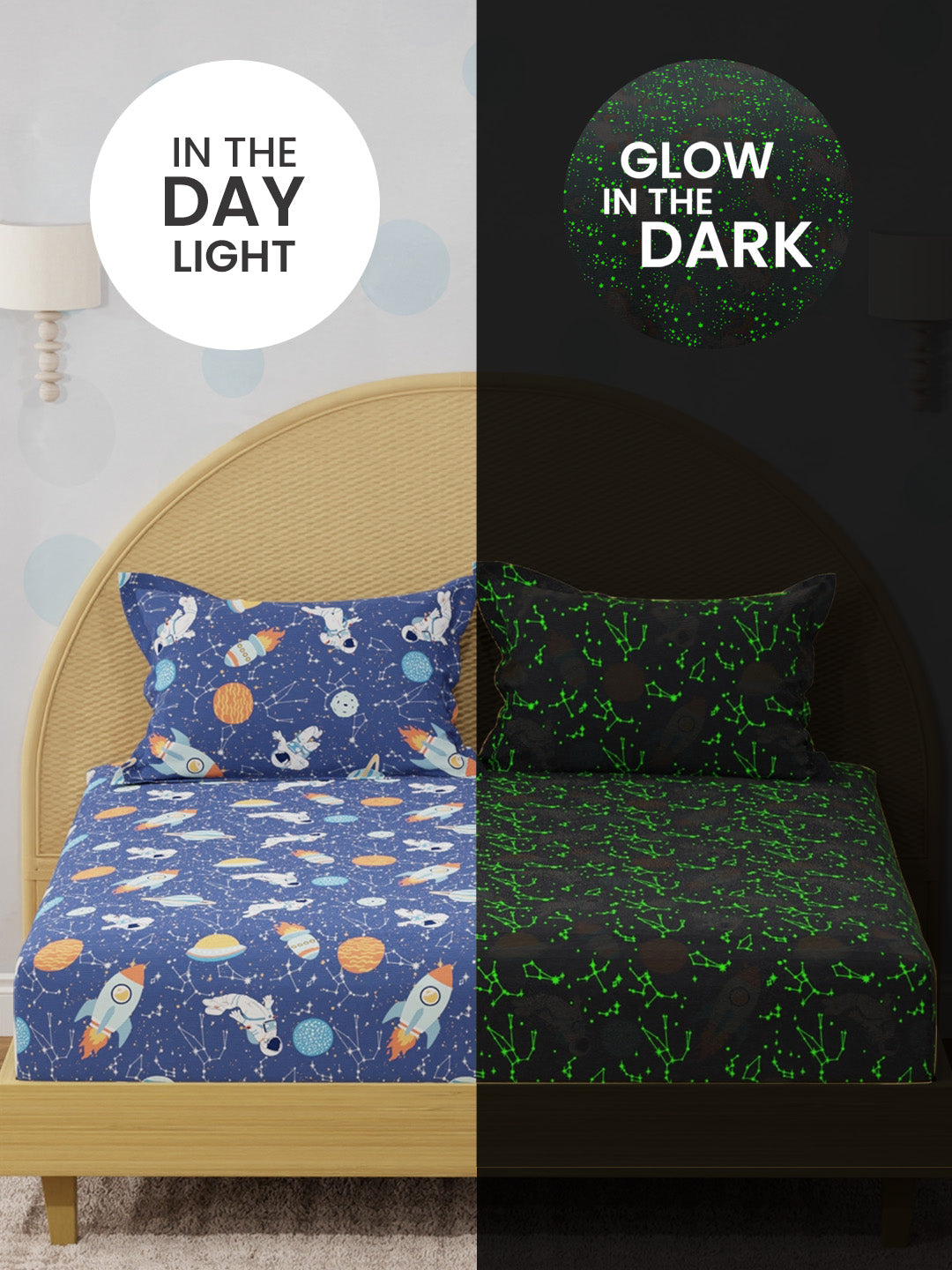 100% Cotton 200 TC, Printed Double Bedsheet Set for Kids, Rock N Room