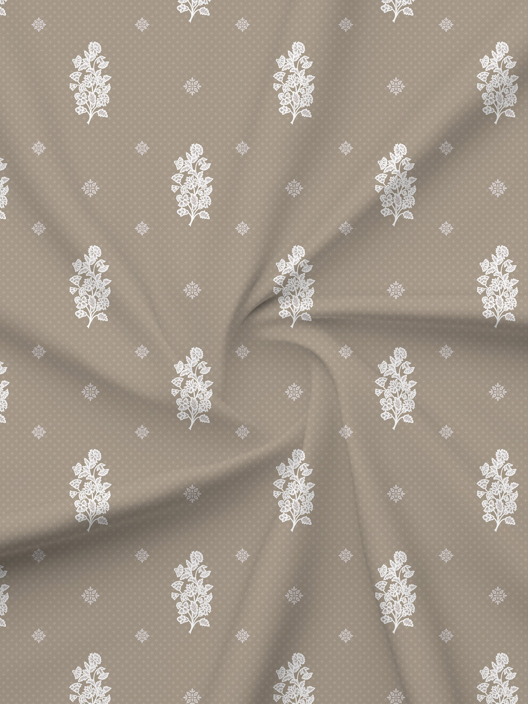 King Bedsheet Set, 100% Kasturi Cotton 200 TC, Grey Printed, Indo Musk