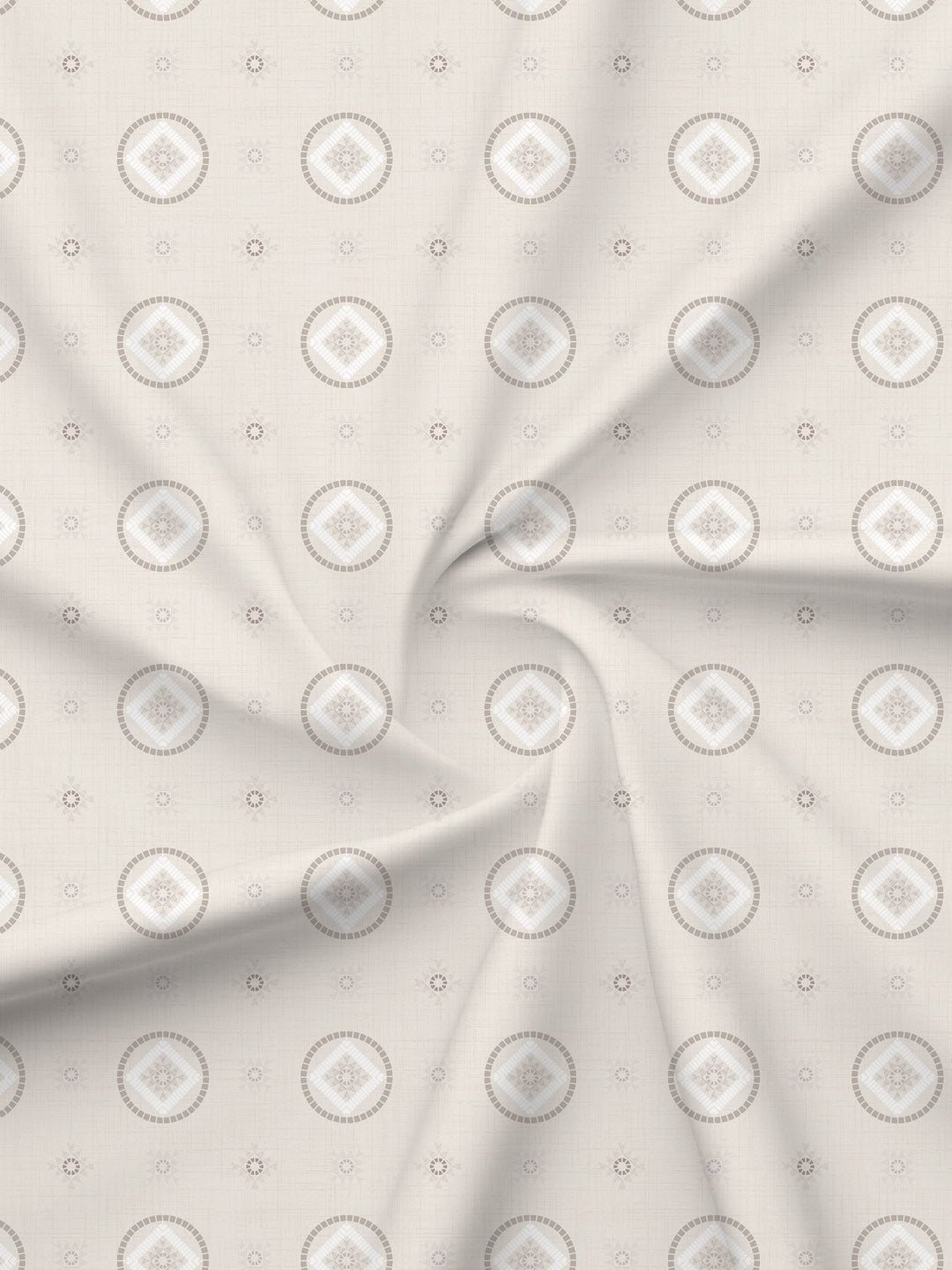 King Bedsheet Set, 100% Kasturi Cotton 200 TC, White Printed, Indo Musk