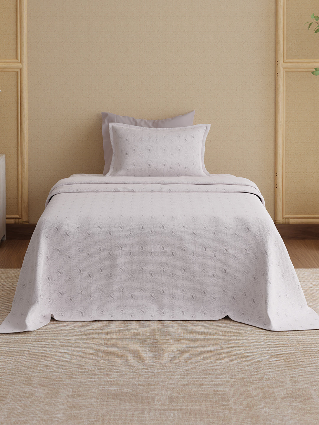 100% Kasturi Cotton 200 TC, Purple Paisley Print Single Size Bedsheet with 1 Pillow Cover, Indo Musk Collection