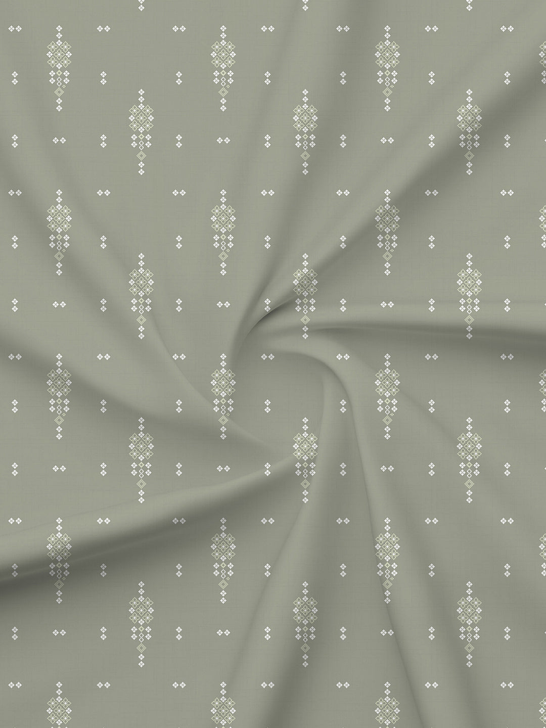 100% Kasturi Cotton 200 TC, Grey Printed Single Size Bedsheet with 1 Pillow Cover, Indo Musk Collection