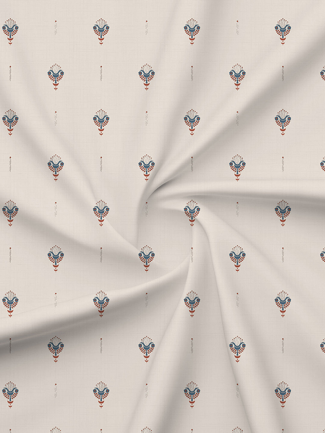 100% Kasturi Cotton 200 TC, White Printed Single Size Bedsheet with 1 Pillow Cover, Indo Musk Collection