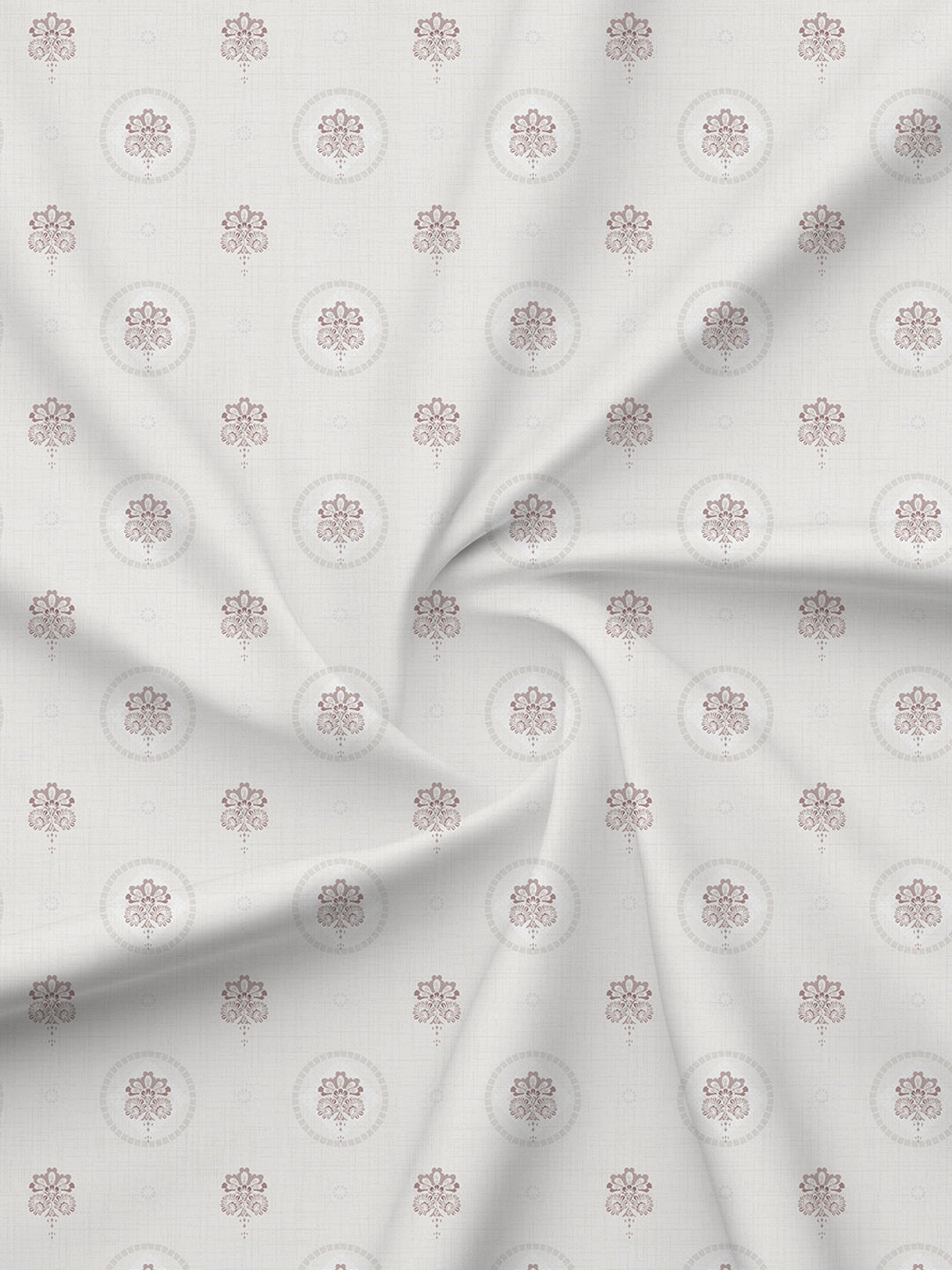 100% Kasturi Cotton 200 TC, White Printed Single Size Bedsheet with 1 Pillow Cover, Indo Musk Collection