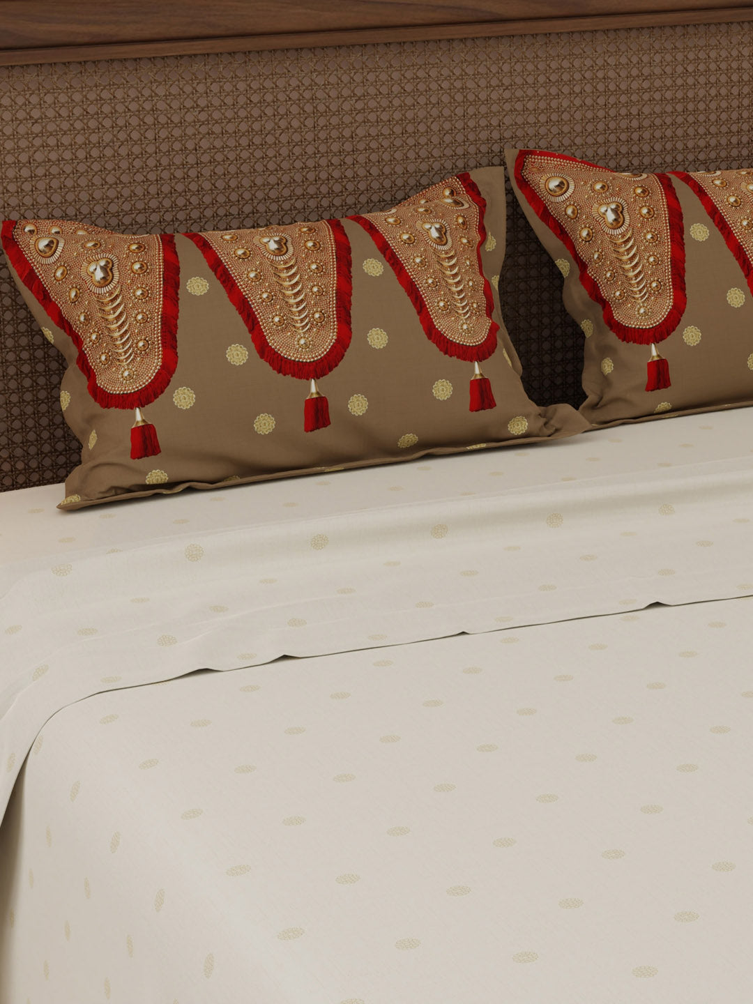 100% Cotton 200 TC, Ethnic Printed King Bedsheet Set, Heritage Walk