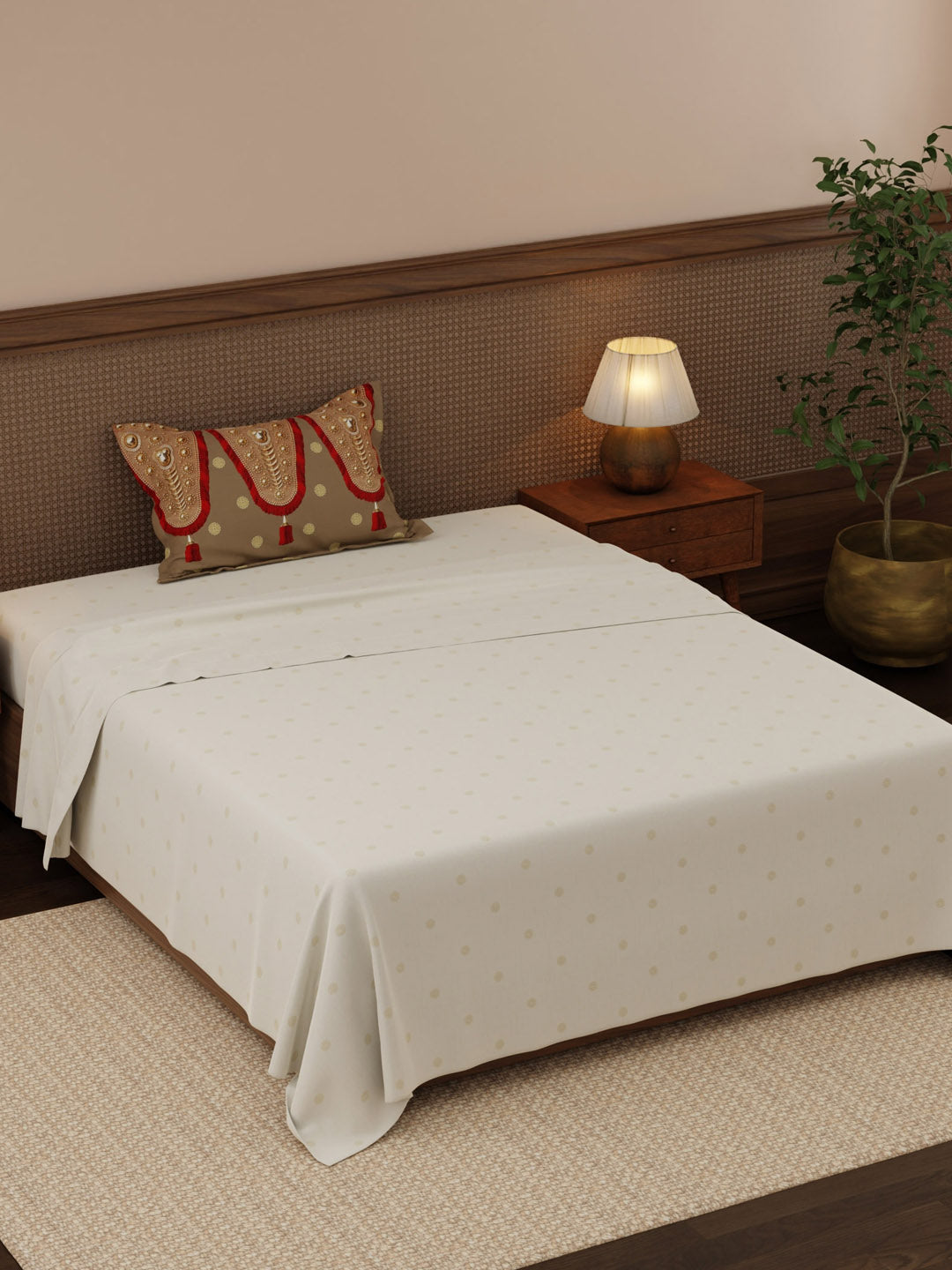Heritage Walk 100% Cotton 200 TC Single Bedsheet with 1 Pillow Cover | Ethnic Print Bedsheet Set