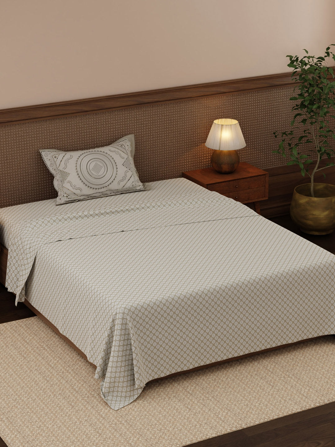 Heritage Walk 100% Cotton 200 TC Single Bedsheet with 1 Pillow Cover | Ethnic Print Bedsheet Set