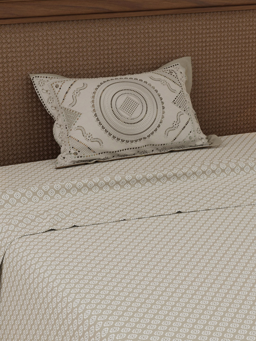 Heritage Walk 100% Cotton 200 TC Single Bedsheet with 1 Pillow Cover | Ethnic Print Bedsheet Set