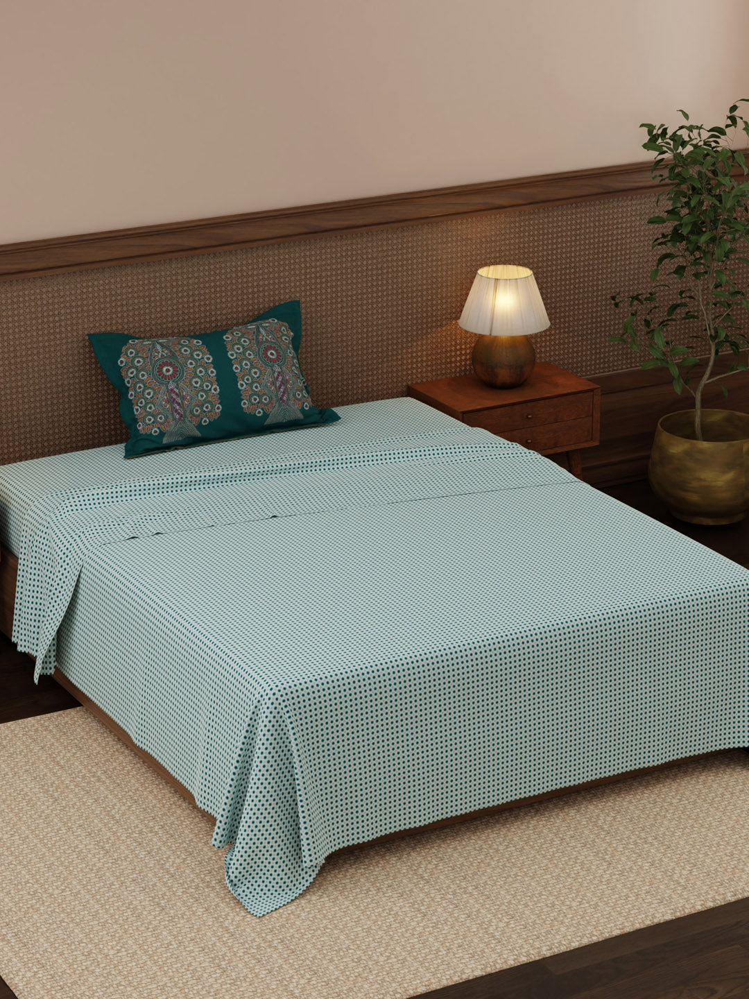 Heritage Walk 100% Cotton 200 TC Single Bedsheet with 1 Pillow Cover | Ethnic Print Bedsheet Set