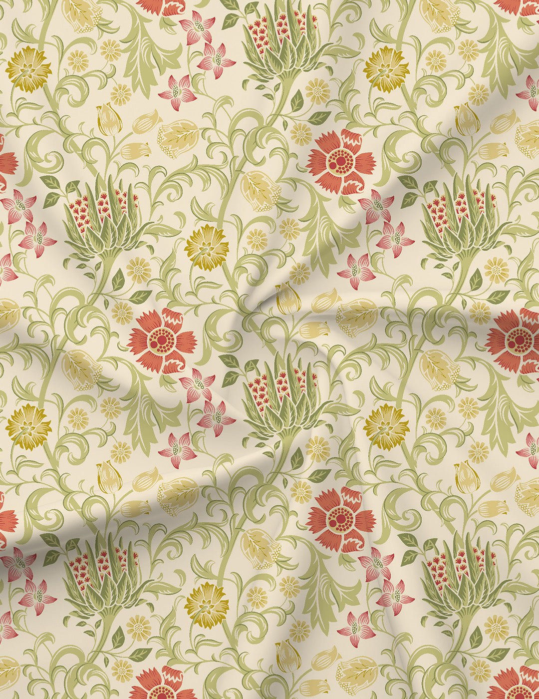 Green Apple Aroma, 100% Cotton 300 TC, Green Floral King Bedsheet with 2 Pillow Covers (Nature Bouquet Collection)