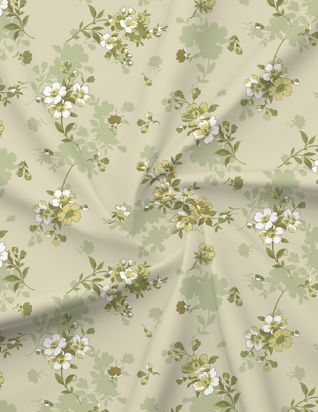 Green Apple Aroma, 100% Cotton 300 TC, Green Floral King Bedsheet with 2 Pillow Covers (Nature Bouquet Collection)