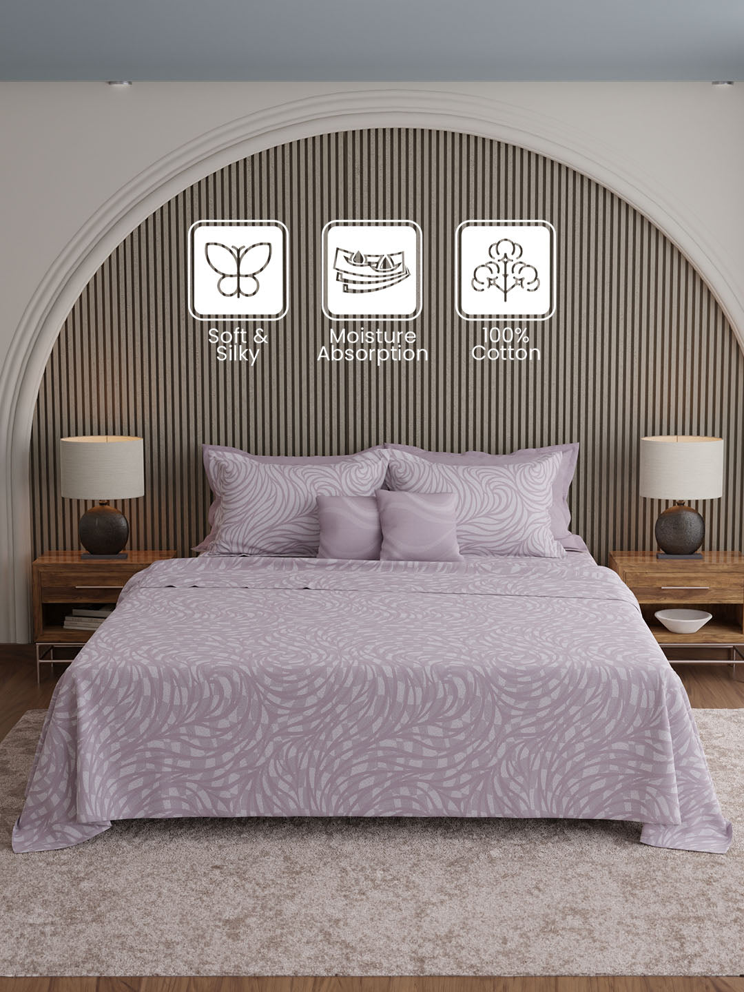 100% Cotton 600 TC, Printed King Bedsheet Set, Luxe Loom Weavers Gallore