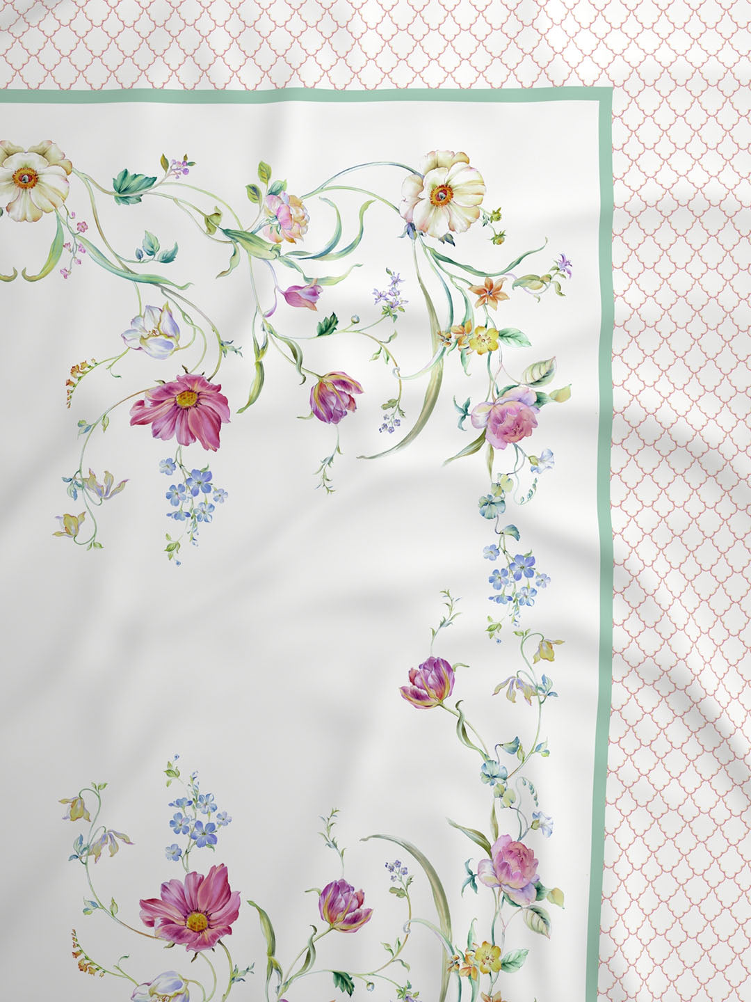 100% Cotton King Bedsheet Set, 300 TC Printed, Gardenia Augusta