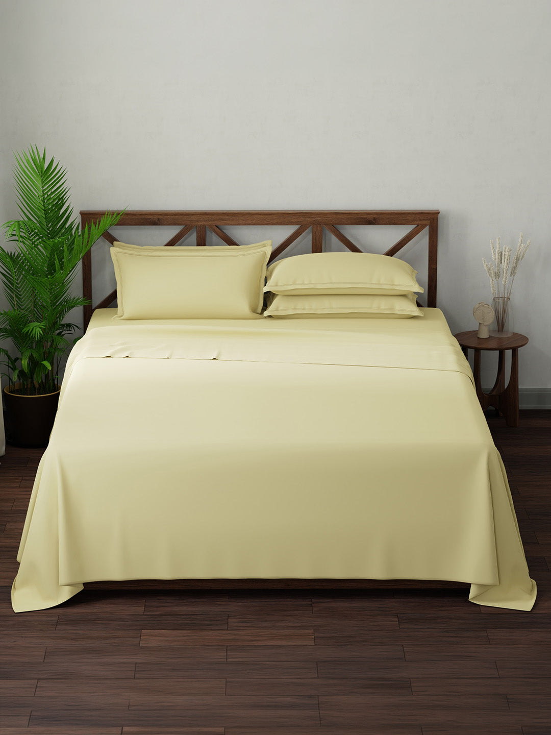 100% Cotton, King Bedsheet Set, 300 TC Solid, Emblem