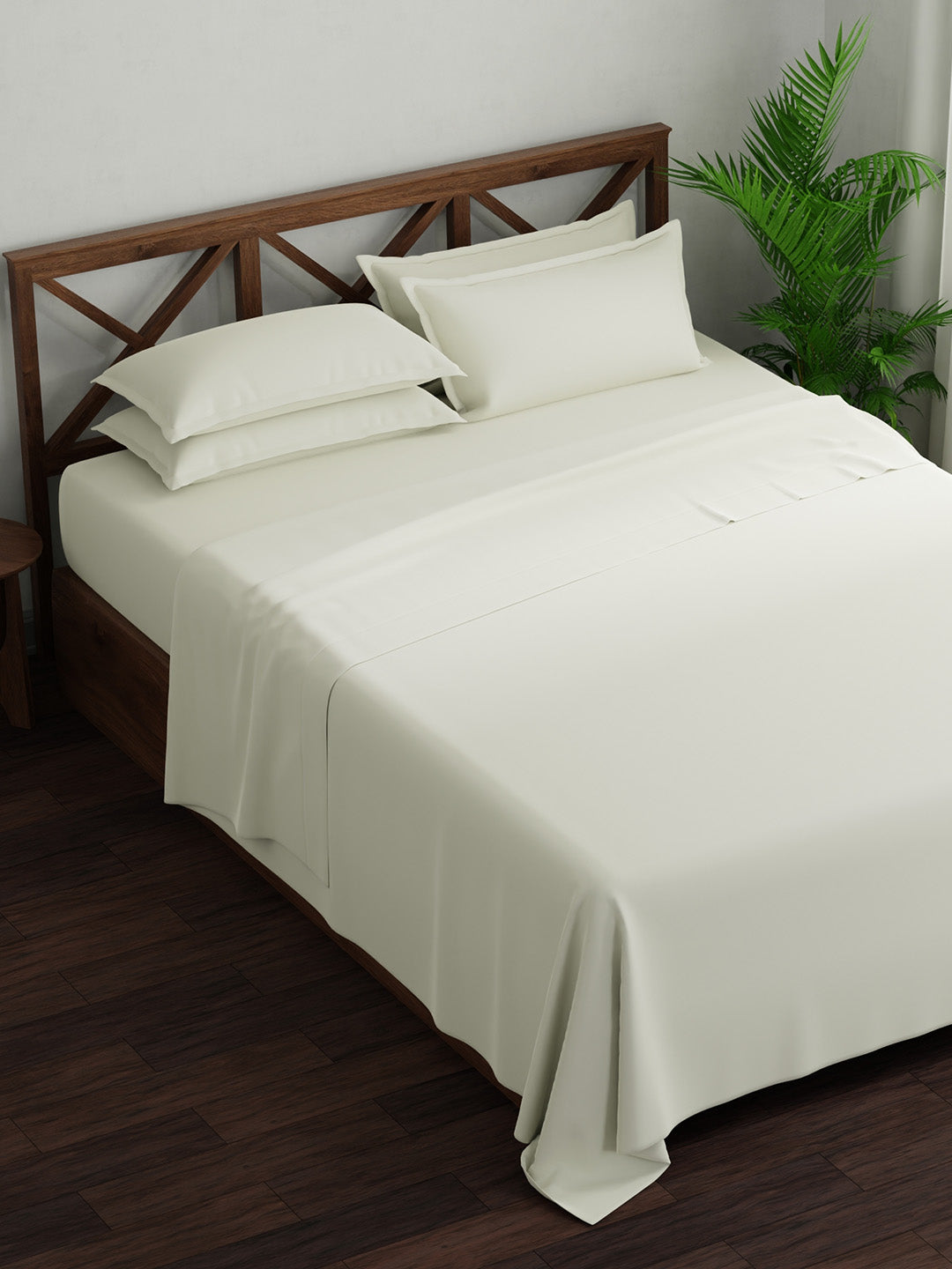 100% Cotton, King Bedsheet Set, 300 TC Solid, Emblem