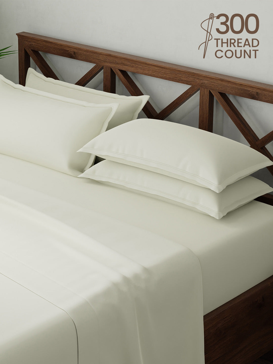 100% Cotton, King Bedsheet Set, 300 TC Solid, Emblem