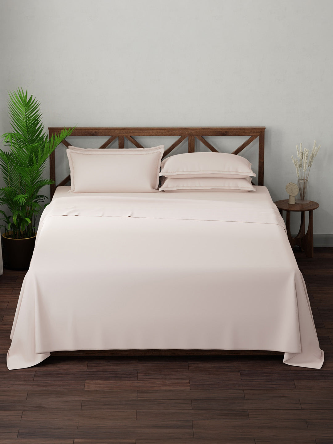 100% Cotton, King Bedsheet Set, 300 TC Solid, Emblem