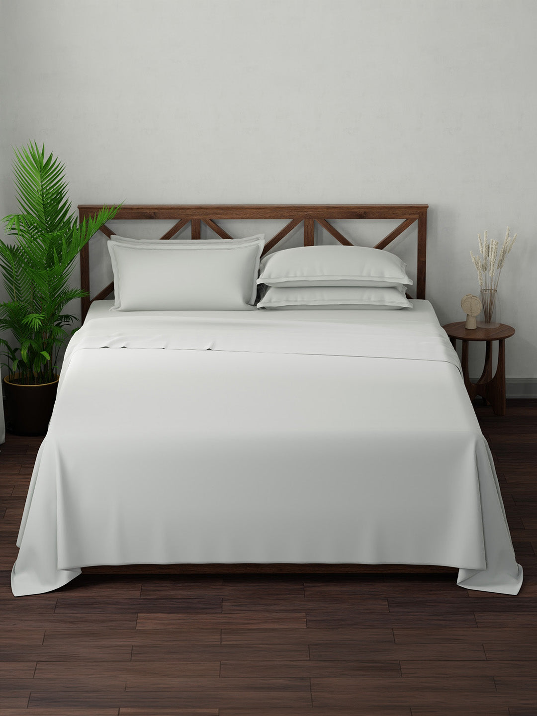 100% Cotton, King Bedsheet Set, 300 TC Solid, Emblem