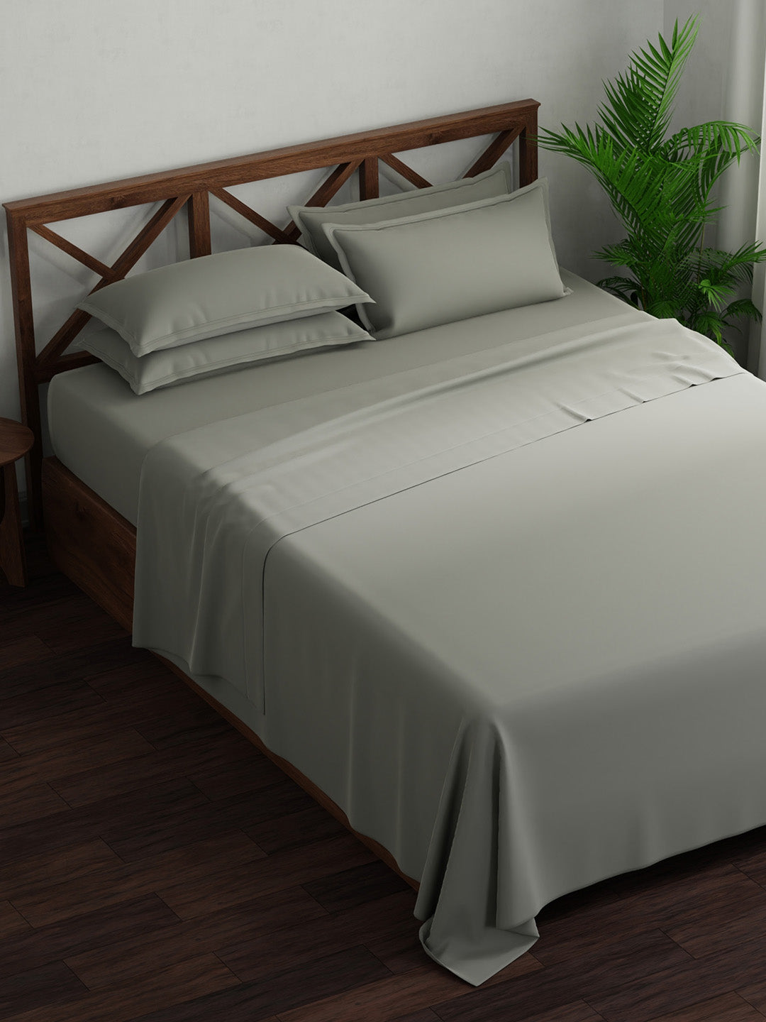 100% Cotton, King Bedsheet Set, 300 TC Solid, Emblem