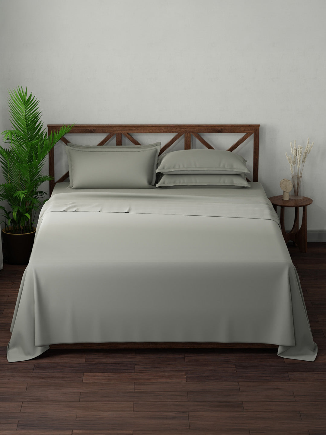 100% Cotton, King Bedsheet Set, 300 TC Solid, Emblem