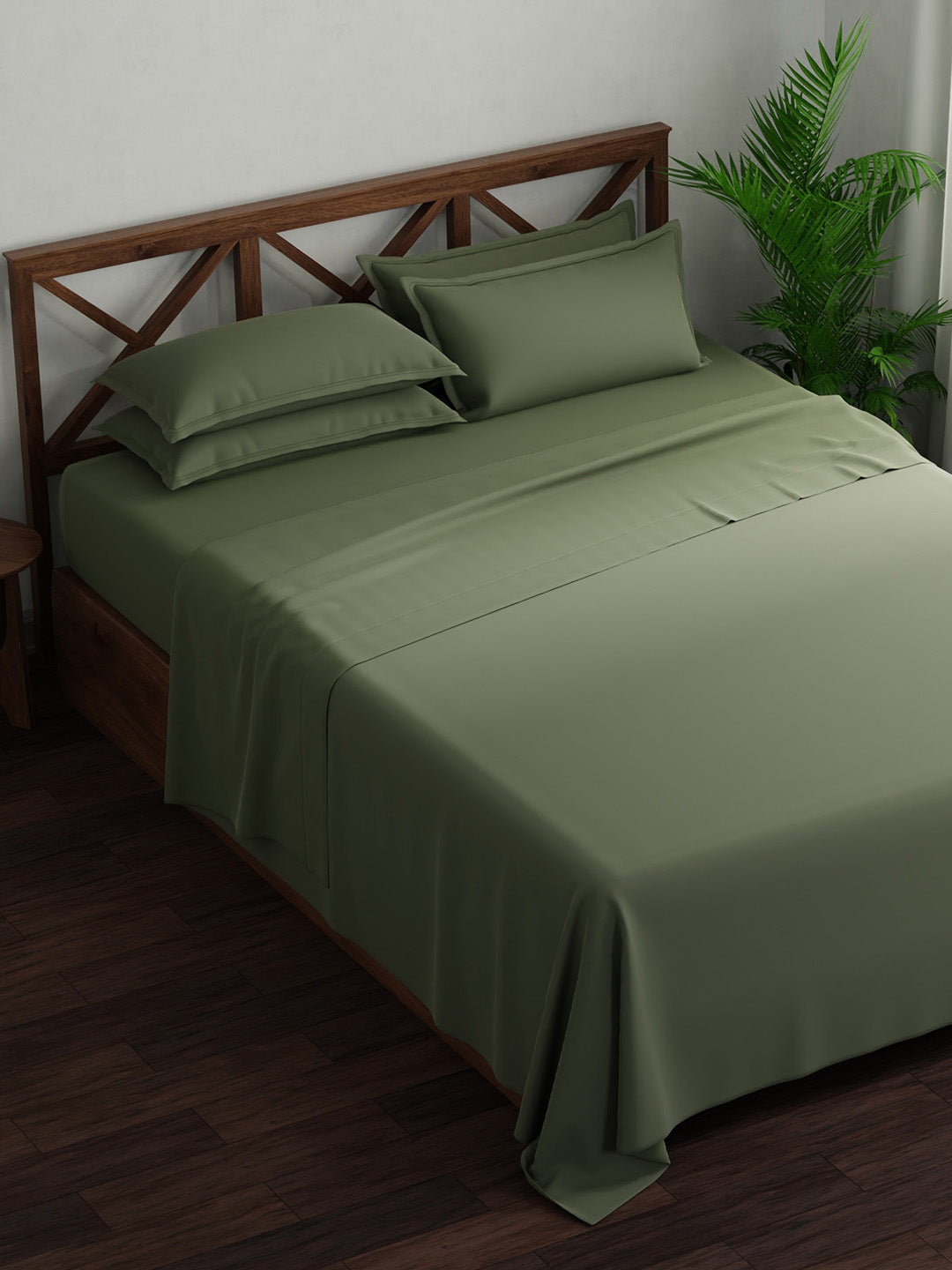 100% Cotton, King Bedsheet Set, 300 TC Solid, Emblem