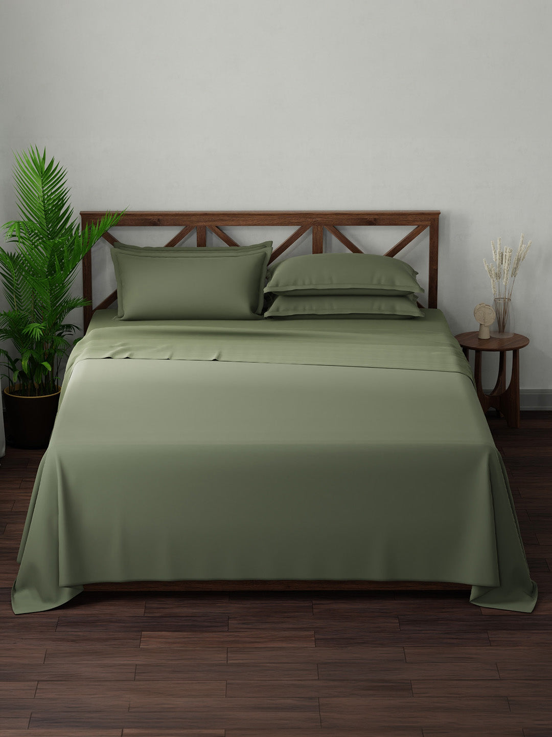 100% Cotton, King Bedsheet Set, 300 TC Solid, Emblem